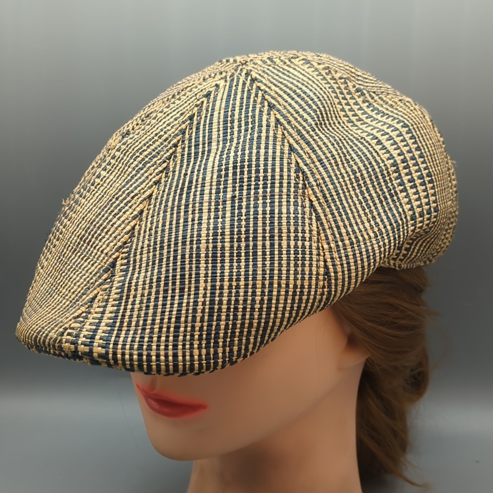 Goorin Bros 100% Straw Hand Woven Newsboy Hat Flat Cap Cabbie Size X Large Rare